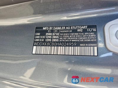 Zdjęcie 12 z 12 samochodu: 2017 MERCEDES-BENZ S 550 VIN:WDDXK8CB0HA024959 - miniatura