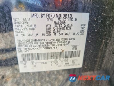 Zdjęcie 14 z 14 samochodu: 2013 FORD EDGE LIMITED VIN:2FMDK4KC1DBC26753 - miniatura