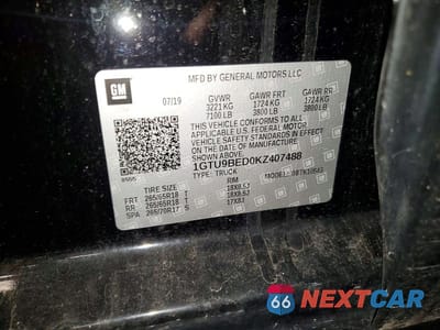 Zdjęcie 12 z 12 samochodu: 2019 GMC SIERRA K1500 SLE VIN:1GTU9BED0KZ407488 - miniatura