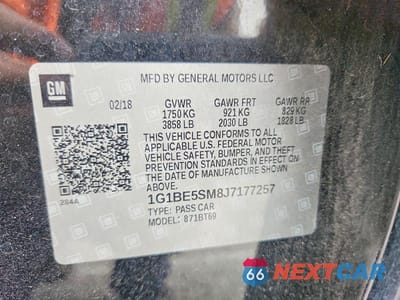 Zdjęcie 13 z 13 samochodu: 2018 CHEVROLET CRUZE LT VIN:1G1BE5SM8J7177257 - miniatura