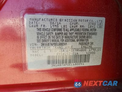 Zdjęcie 12 z 12 samochodu: 2014 NISSAN SENTRA S VIN:3N1AB7AP0EL680241 - miniatura