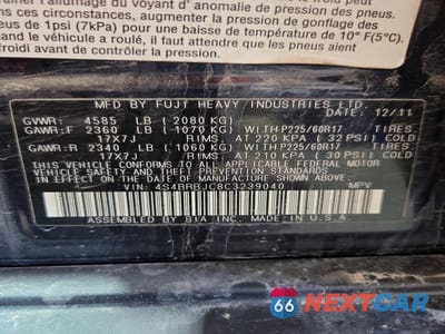Zdjęcie 12 z 12 samochodu: 2012 SUBARU OUTBACK 2.5I LIMITED VIN:4S4BRBJC8C3239040 - miniatura