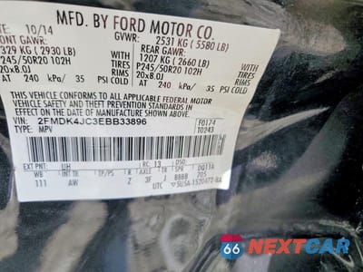 Zdjęcie 13 z 13 samochodu: 2014 FORD EDGE SEL VIN:2FMDK4JC3EBB33896 - miniatura