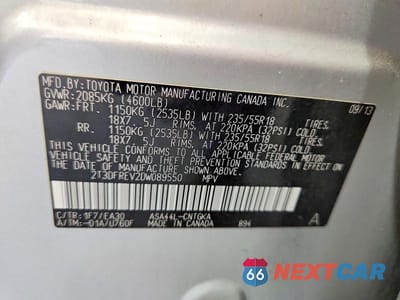 Zdjęcie 13 z 13 samochodu: 2013 TOYOTA RAV4 LIMITED VIN:2T3DFREV2DW089550 - miniatura