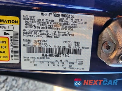 Zdjęcie 12 z 12 samochodu: 2016 FORD FUSION SE VIN:3FA6P0HD2GR213142 - miniatura