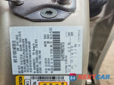 Zdjęcie 12 z 12 samochodu: 2019 FORD FUSION SE VIN:3FA6P0T99KR270725 - miniatura