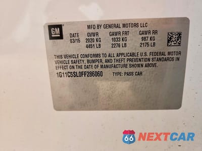 Zdjęcie 12 z 12 samochodu: 2015 CHEVROLET MALIBU 1LT VIN:1G11C5SL0FF286060 - miniatura