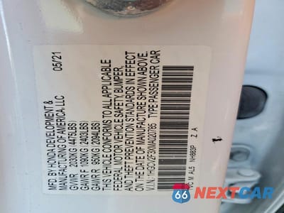 Zdjęcie 12 z 12 samochodu: 2021 HONDA ACCORD SPORT VIN:1HGCV2F3XMA020785 - miniatura