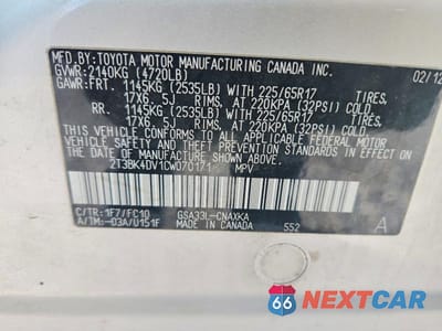 Zdjęcie 13 z 13 samochodu: 2012 TOYOTA RAV4 BASE VIN:2T3BK4DV1CW070171 - miniatura