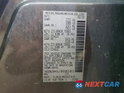 Zdjęcie 13 z 13 samochodu: 2020 NISSAN PATHFINDER SV VIN:5N1DR2BM3LC608581 - miniatura