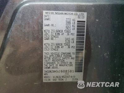 Zdjęcie 13 z 13 samochodu: 2020 NISSAN PATHFINDER SV VIN:5N1DR2BM3LC608581 - miniatura