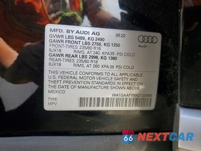 Zdjęcie 14 z 14 samochodu: 2022 AUDI Q5 PREMIUM 45 VIN:WA1GAAFYXN2120568 - miniatura