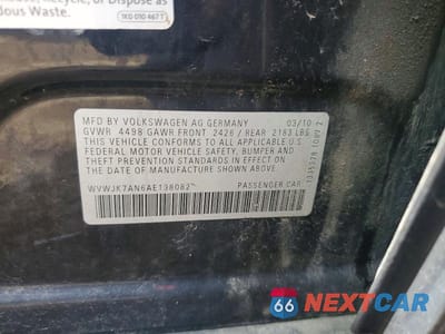 Zdjęcie 12 z 12 samochodu: 2010 VOLKSWAGEN PASSAT KOMFORT VIN:WVWJK7AN6AE138082 - miniatura