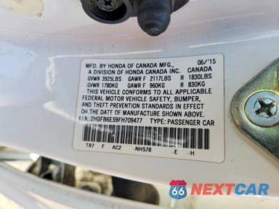 Zdjęcie 12 z 12 samochodu: 2015 HONDA CIVIC SI VIN:2HGFB6E59FH709477 - miniatura