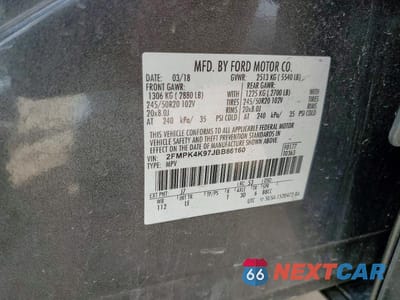 Zdjęcie 12 z 12 samochodu: 2018 FORD EDGE TITANIUM VIN:2FMPK4K97JBB86160 - miniatura