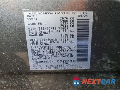 Zdjęcie 13 z 13 samochodu: 2024 NISSAN PATHFINDER SV VIN:5N1DR3BD9RC270280 - miniatura
