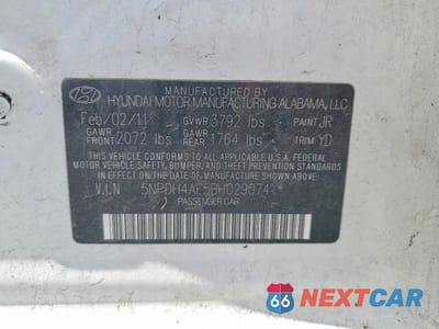 Zdjęcie 12 z 12 samochodu: 2011 HYUNDAI ELANTRA GLS VIN:5NPDH4AE5BH029074 - miniatura