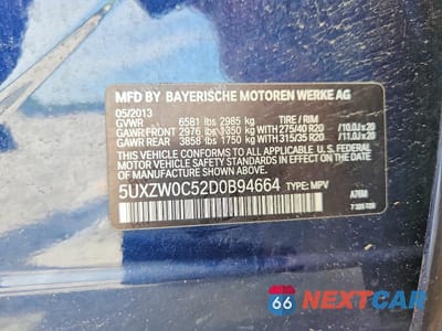 Zdjęcie 13 z 13 samochodu: 2013 BMW X5 XDRIVE35D VIN:5UXZW0C52D0B94664 - miniatura