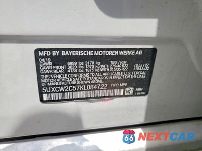 Zdjęcie 13 z 13 samochodu: 2019 BMW X7 XDRIVE40I VIN:5UXCW2C57KL084722 - miniatura