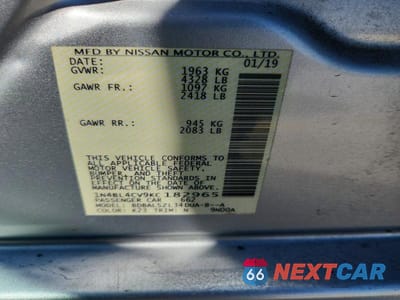 Zdjęcie 12 z 12 samochodu: 2019 NISSAN ALTIMA 2.5 SR VIN:1N4BL4CV9KC182965 - miniatura
