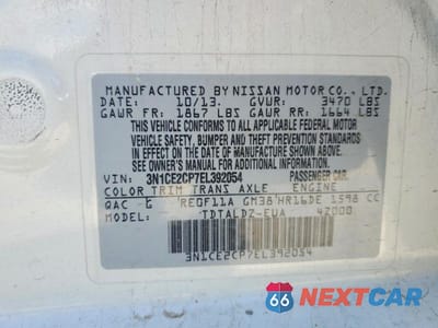 Zdjęcie 12 z 12 samochodu: 2014 NISSAN VERSA NOTE SV VIN:3N1CE2CP7EL392054 - miniatura