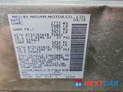Zdjęcie 13 z 13 samochodu: 2020 NISS PATHFINDER VIN:5N1DR2BN2LC579499 - miniatura