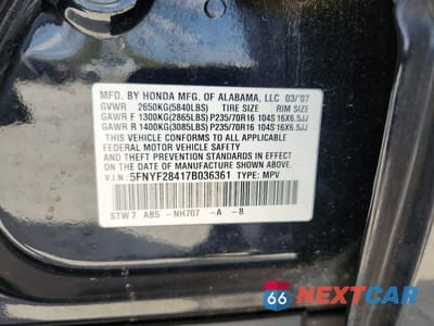 Zdjęcie 13 z 13 samochodu: 2007 HONDA PILOT EX VIN:5FNYF28417B036361 - miniatura