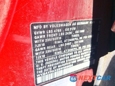 Zdjęcie 13 z 13 samochodu: 2011 VOLKSWAGEN TIGUAN S VIN:WVGAV7AX2BW000832 - miniatura