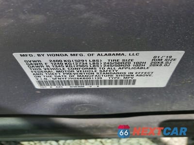 Zdjęcie 14 z 14 samochodu: 2019 HONDA PASSPORT SPORT VIN:5FNYF7H26KB001139 - miniatura