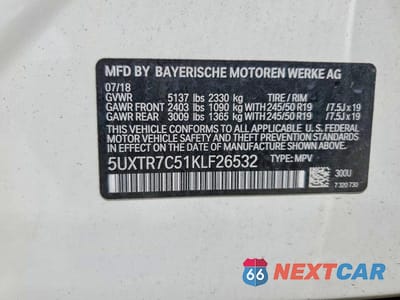 Zdjęcie 12 z 12 samochodu: 2019 BMW X3 SDRIVE30I VIN:5UXTR7C51KLF26532 - miniatura