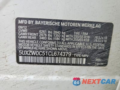 Zdjęcie 13 z 13 samochodu: 2012 BMW X5 XDRIVE35D VIN:5UXZW0C51CL674379 - miniatura
