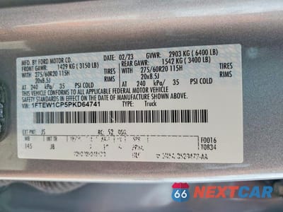 Zdjęcie 13 z 13 samochodu: 2023 FORD F150 SUPERCREW VIN:1FTEW1CP5PKD64741 - miniatura