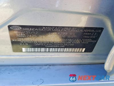Zdjęcie 12 z 12 samochodu: 2013 HYUNDAI SONATA LIMITED VIN:5NPEC4AC2DH538298 - miniatura