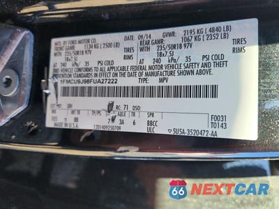 Zdjęcie 13 z 13 samochodu: 2015 FORD ESCAPE TITANIUM VIN:1FMCU9J98FUA27222 - miniatura
