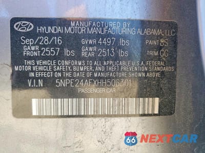 Zdjęcie 12 z 12 samochodu: 2017 HYUNDAI SONATA SE VIN:5NPE24AFXHH506301 - miniatura