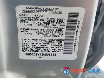 Zdjęcie 12 z 12 samochodu: 2003 NISSAN PATHFINDER SE VIN:JN8DR09Y13W808833 - miniatura