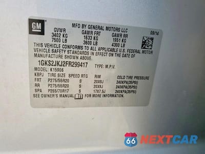 Zdjęcie 13 z 13 samochodu: 2015 GMC YUKON XL DENALI VIN:1GKS2JKJ2FR299417 - miniatura