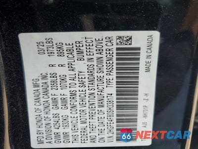 Zdjęcie 12 z 12 samochodu: 2025 HONDA CIVIC SPORT VIN:2HGFE4F80SH338174 - miniatura