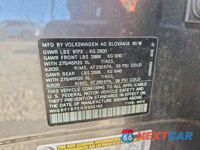 Zdjęcie 13 z 13 samochodu: 2017 VOLKSWAGEN TOUAREG WOLFSBURG VIN:WVGRF7BP2HD003183 - miniatura