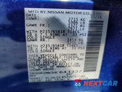 Zdjęcie 14 z 14 samochodu: 2017 NISSAN PATHFINDER SL VIN:5N1DR2MN3HC643327 - miniatura