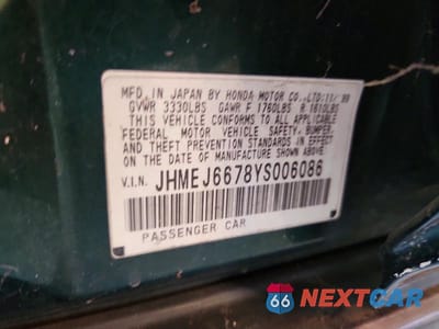 Zdjęcie 12 z 12 samochodu: 2000 HONDA CIVIC LX VIN:JHMEJ6678YS006086 - miniatura