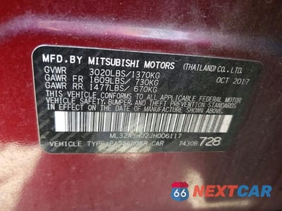 Zdjęcie 13 z 13 samochodu: 2018 MITSUBISHI MIRAGE ES VIN:ML32A3HJ2JH006117 - miniatura