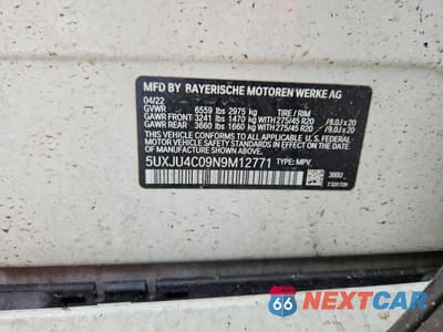 Zdjęcie 13 z 13 samochodu: 2022 BMW X5 M50I VIN:5UXJU4C09N9M12771 - miniatura