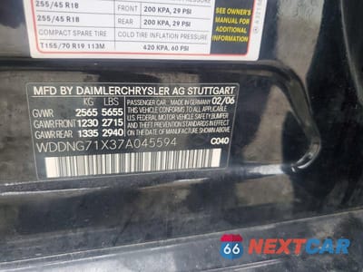 Zdjęcie 12 z 12 samochodu: 2007 MERCEDES-BENZ S 550 VIN:WDDNG71X37A045594 - miniatura