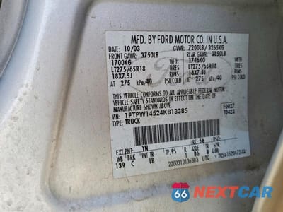 Zdjęcie 12 z 12 samochodu: 2004 FORD F150 SUPERCREW VIN:1FTPW14524KB13385 - miniatura