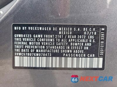 Zdjęcie 12 z 12 samochodu: 2019 VOLKSWAGEN JETTA S VIN:3VWC57BU7KM078473 - miniatura