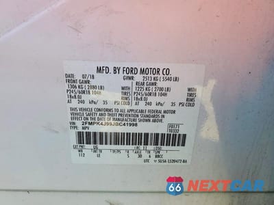 Zdjęcie 13 z 13 samochodu: 2018 FORD EDGE SEL VIN:2FMPK4J99JBC41998 - miniatura
