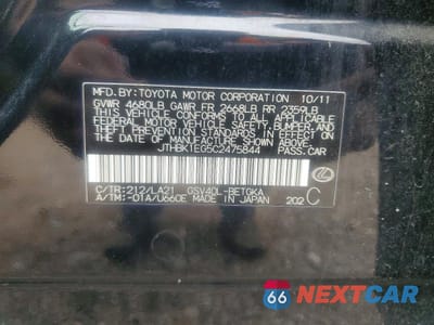 Zdjęcie 13 z 13 samochodu: 2012 LEXUS ES 350 VIN:JTHBK1EG5C2475844 - miniatura