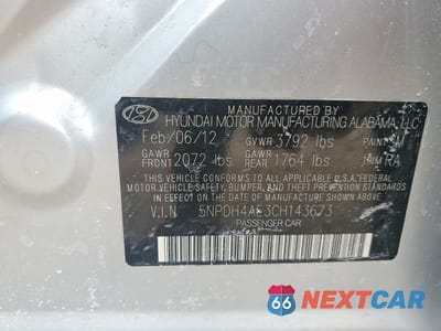 Zdjęcie 13 z 13 samochodu: 2012 HYUNDAI ELANTRA LIMITED VIN:5NPDH4AE3CH143673 - miniatura