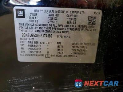Zdjęcie 13 z 13 samochodu: 2016 CHEVROLET EQUINOX LTZ VIN:2GNFLGE33G6174182 - miniatura